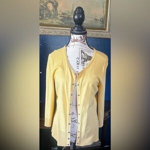 White House Black Market Sunny Yellow Snap Button Cardigan – Size M